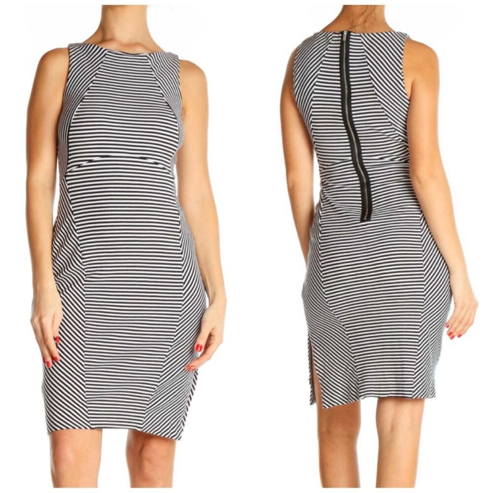 Banana Republic Women's Black‎ Striped Knit Body con Sleeveless Dress Size 10P